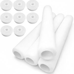 Diamondback 4pcs 18 Inch 3/8” Nap Shedless Polyester Roller Covers With End Caps